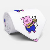 Cravate Funny Pig jouant de la guitare | choisir la couleu (Roulé)