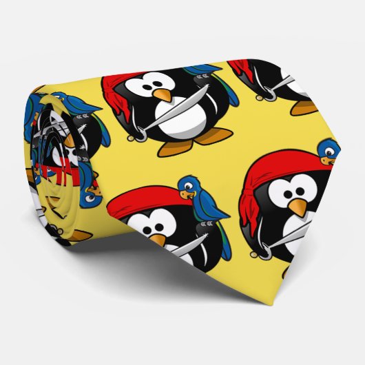 Cravate Funny Pirate Pinguin Party (Roulé)