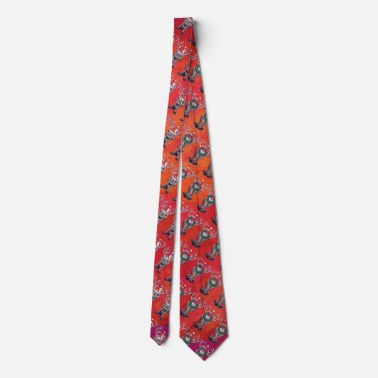 Cravate Funny Reindeer Motif sur rouge (Dos)