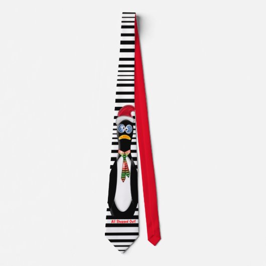 Cravate Funny Santa Penguin All Shopped Out Personalized (Devant)