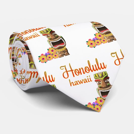 Cravate Funny Tiki Honolulu Hawaii (Roulé)