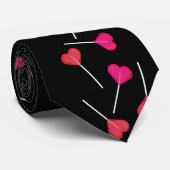 Cravate Funny Valentine Red Heart | Lollipop Motif noir (Roulé)