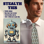 Cravate furtif Retro Robot Grey<br><div class="desc">De loin,  cela ressemble à une cravate d'homme typique,  mais en gros c'est ROBoT LOVE. Conçu dans des bleus et des gris épurés.</div>