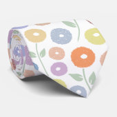 Cravate Fuzzy Flower Pattern Pastels on White (Roulé)