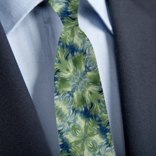 Cravate Fuzzy Greenon Denim  Diagonal Pattern