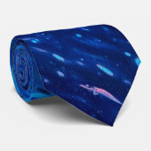 Cravate Galaxie bleue abstraite (Roulé)