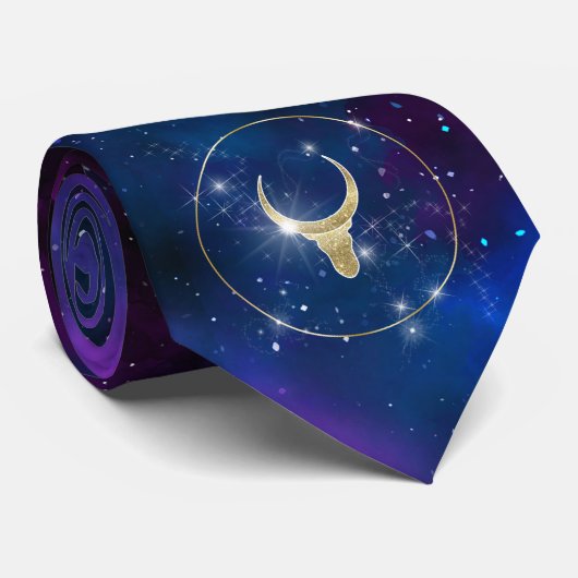 Cravate Galaxy bull, cow gold luxury glitter  2021 symbol (Roulé)