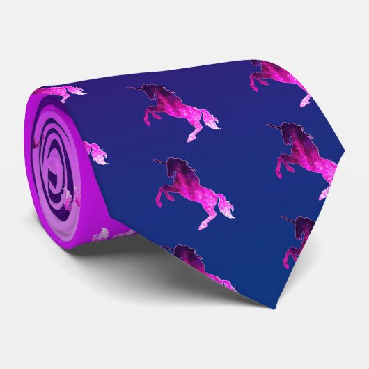 Cravate Galaxy rose belle licorne brillant image (Roulé)