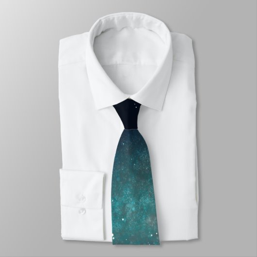 Cravate Galaxy Space Nebula Nuit Ciel bleu vert (Attaché)