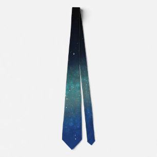 Cravate Galaxy Space Nebula Nuit Ciel bleu vert
