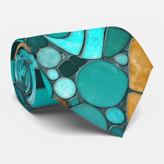 Cravate Galets Mosaic Art -Emerald et or (Roulé)