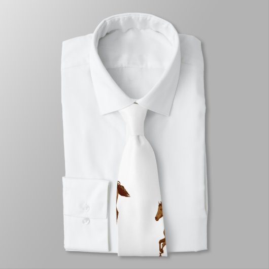 Cravate Galloping Cheval Mustang Brown Aquarelle Peinture (Attaché)