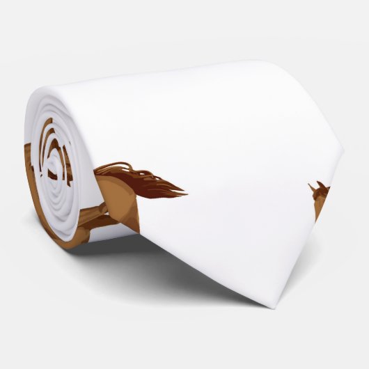 Cravate Galloping Cheval Mustang Brown Aquarelle Peinture (Roulé)