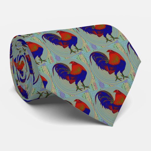 Cravate Gamecock : Coq impressionniste (Roulé)