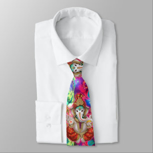 Cravate Ganesh Elephant Dieu Psychedélique EDM 90s Rave Me