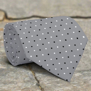 Cravate Garçons d'honneur à pois noir et blanc sur fond gr