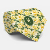 Cravate Gardenias Jaunes Floral  (Roulé)