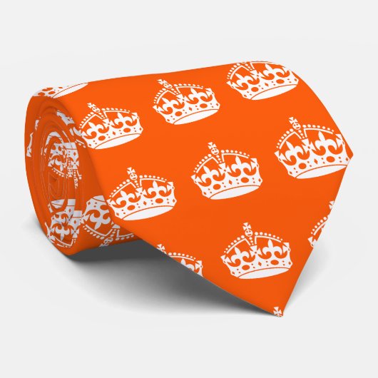 Cravate GARDEZ CALM CROWN sur Orange Personnaliser Ceci! (Roulé)