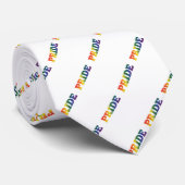 Cravate Gay pride arc-en-ciel en blanc (Roulé)