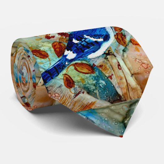 Cravate Geai bleu dans l'arbre (Roulé)