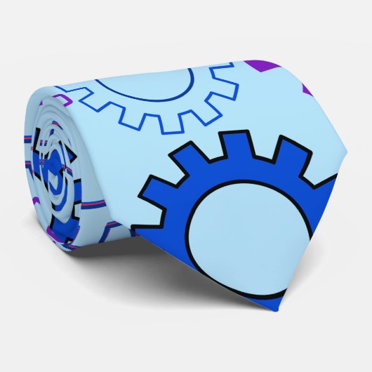 Cravate Gear02w x4 Motif des engrenages L Blue BG (Roulé)