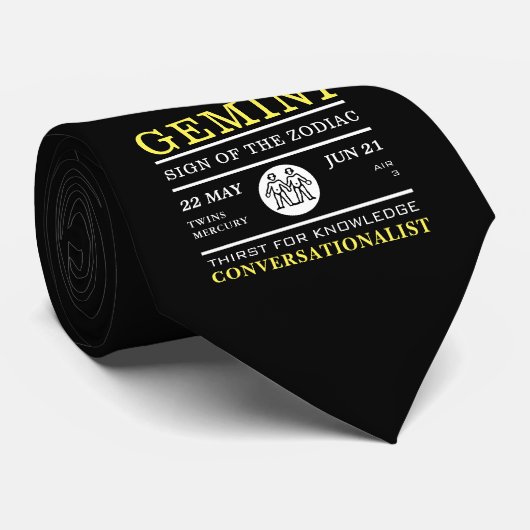 Cravate Gemini Sign of the Zodiac, astrologie (Roulé)