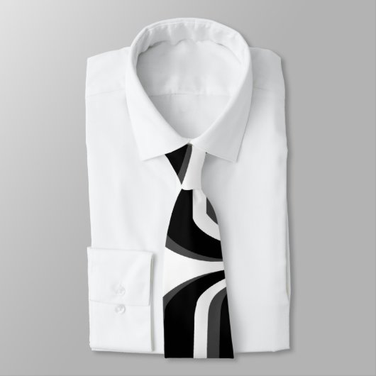 Cravate géniale abstraite moderne noire et blanche (Attaché)