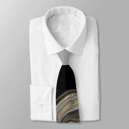 Cravate Géode minéral moderne Gold & Grey Agate (Attaché)