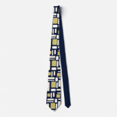 Cravate Geometric Rectangle Pattern Tie in Ivory and Gold  (Devant)