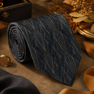 Cravate Géométrie Déco Platine Luxe Art Déco Moderne