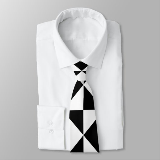 Cravate Géométrie Noir Et Blanc (Attaché)