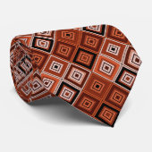 Cravate Géométrie patchwork ethnique marron orange  (Roulé)
