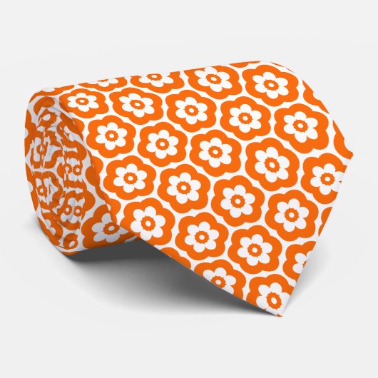 Cravate Géométrique 280514 (03) - orange sur blanc (Roulé)