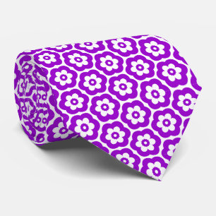 Cravate Géométrique 280514 (03) - Violet sur Blanc