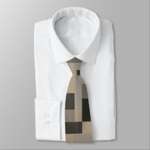 Cravate Géométrique moderne beige et noir