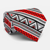 Cravate Géométrique moderne du sud-ouest, rouge et gris /  (Roulé)