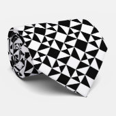 Cravate Géométrique noir et blanc (Roulé)