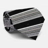 Cravate géométrique rayure noir blanc (Roulé)