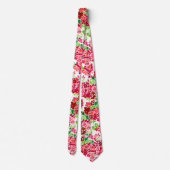 Cravate Géranium rose rouge - Motif Floral (Dos)