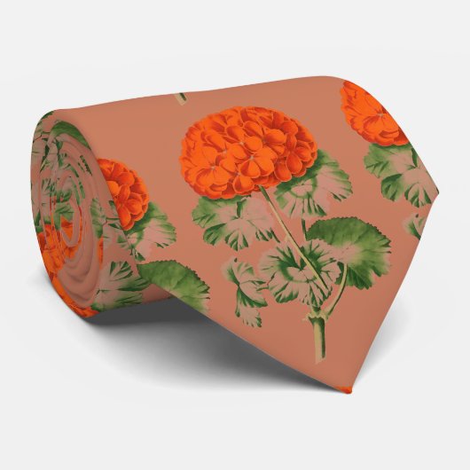 Cravate géraniums vintage - floral audacieux no3 (Roulé)