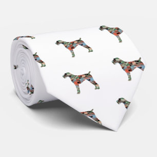 Cravate German Wirehaired Pointer Geo Silhouette Plaid