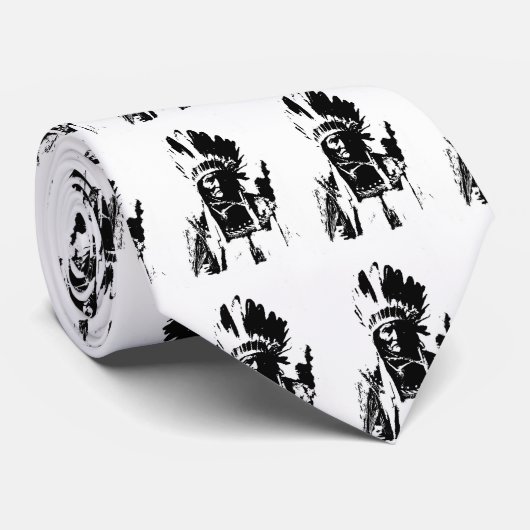 Cravate Geronimo noir et blanc (Roulé)