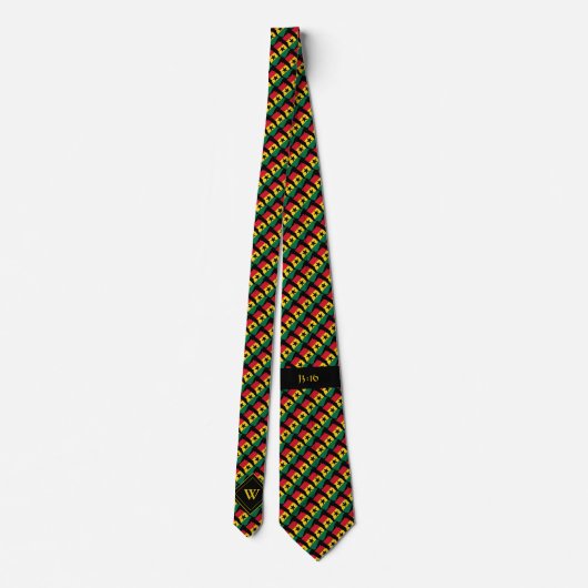 Cravate GHANA Écriture chrétienne Monogramme Noir (Dos)