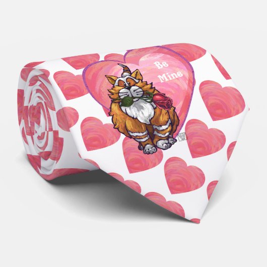 Cravate Ginger Cat Saint-Valentin (Roulé)