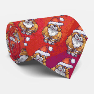 Cravate Ginger Chat Noël Sur Rouge