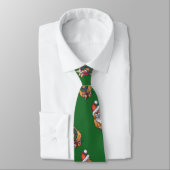 Cravate Ginger Chat Noël Sur Vert (Attaché)