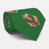 Cravate Ginger Chat Noël Sur Vert (Roulé)