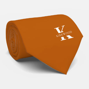 Cravate Ginger Orange Élégant Monogramme + Nom Deux côté