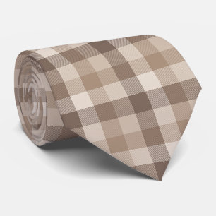 Cravate Gingham à carreaux marron clair Terre Neutre 
