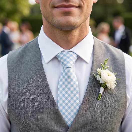 Cravate Gingham Bleu Ciel
